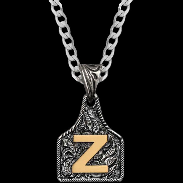 Mini Initial Cow Tag Necklace 